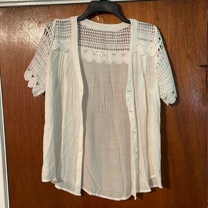 White button down top